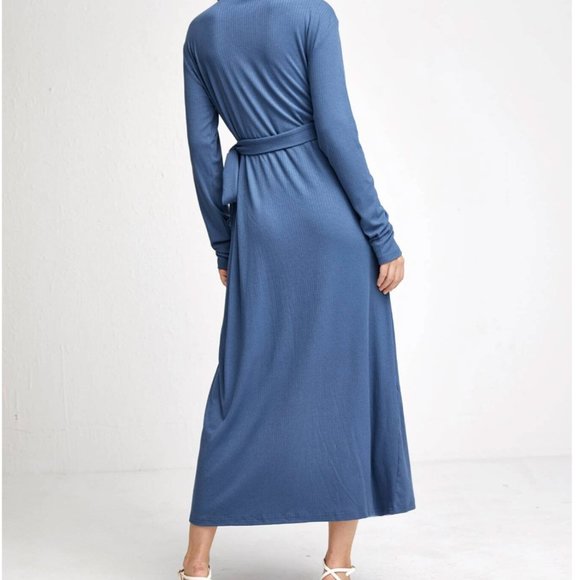 Ribbed Knit Wrap Knot Side Dress - Picture 3 of 9